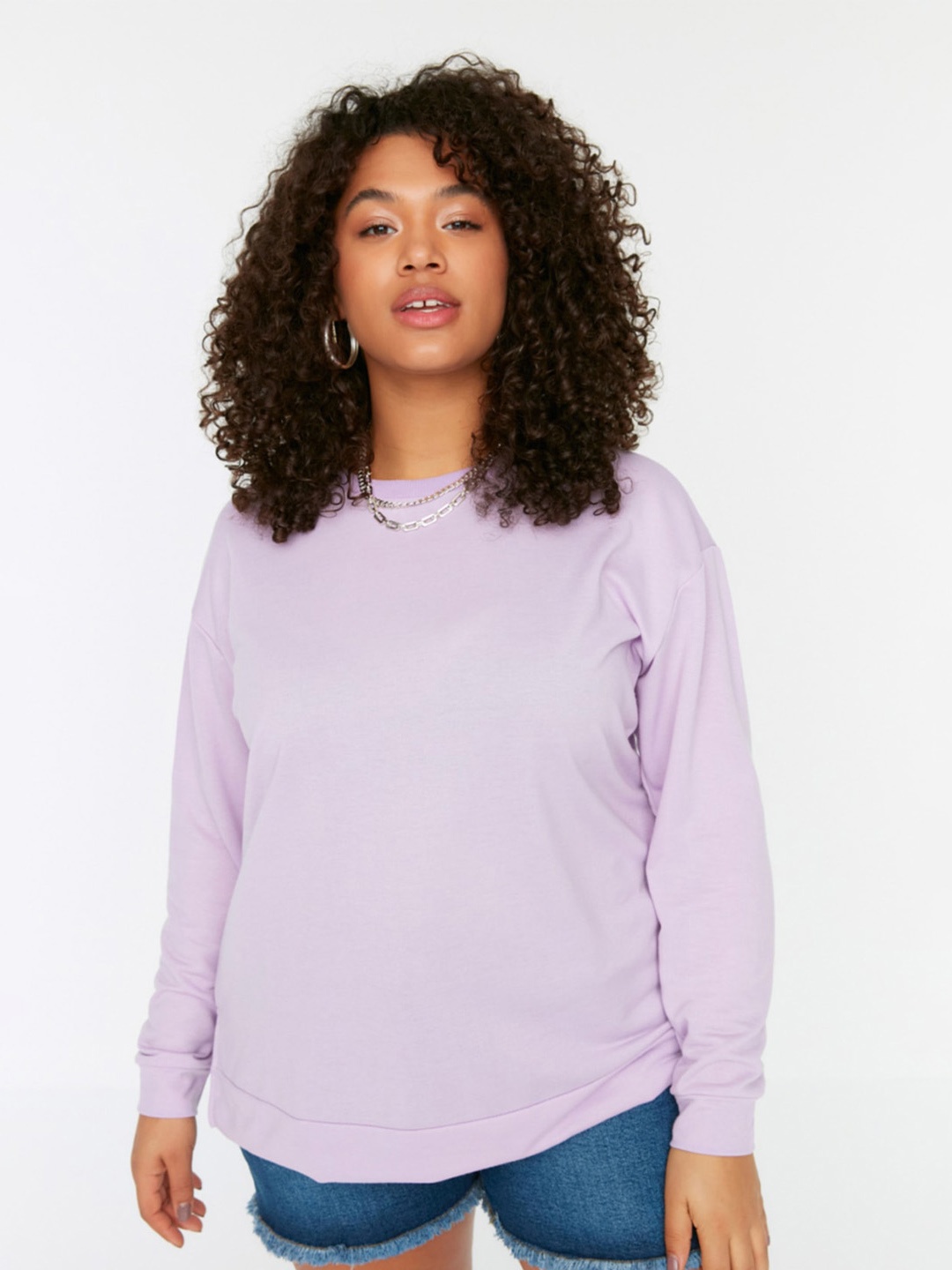 

Trendyol Drop Shoulder Sleeves Sweatshirt, Lavender