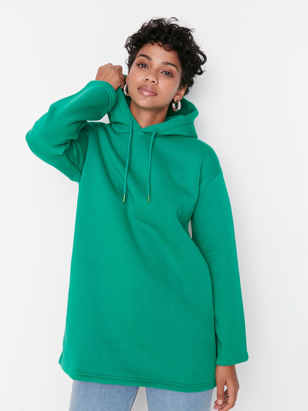 

Trendyol Hooded Longline Pullover Sweatshirt, Green