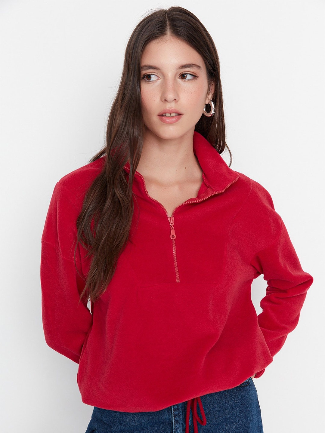 

Trendyol Mock Collar Pullover, Red