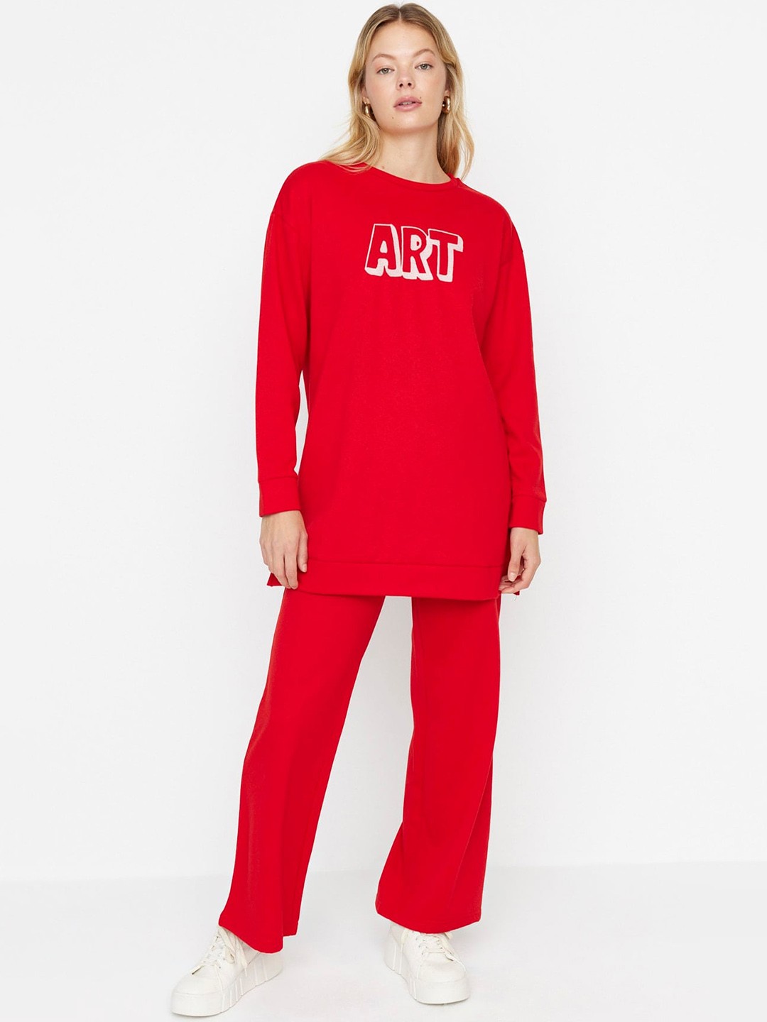 

Trendyol Typography Printed Tracksuit, Red