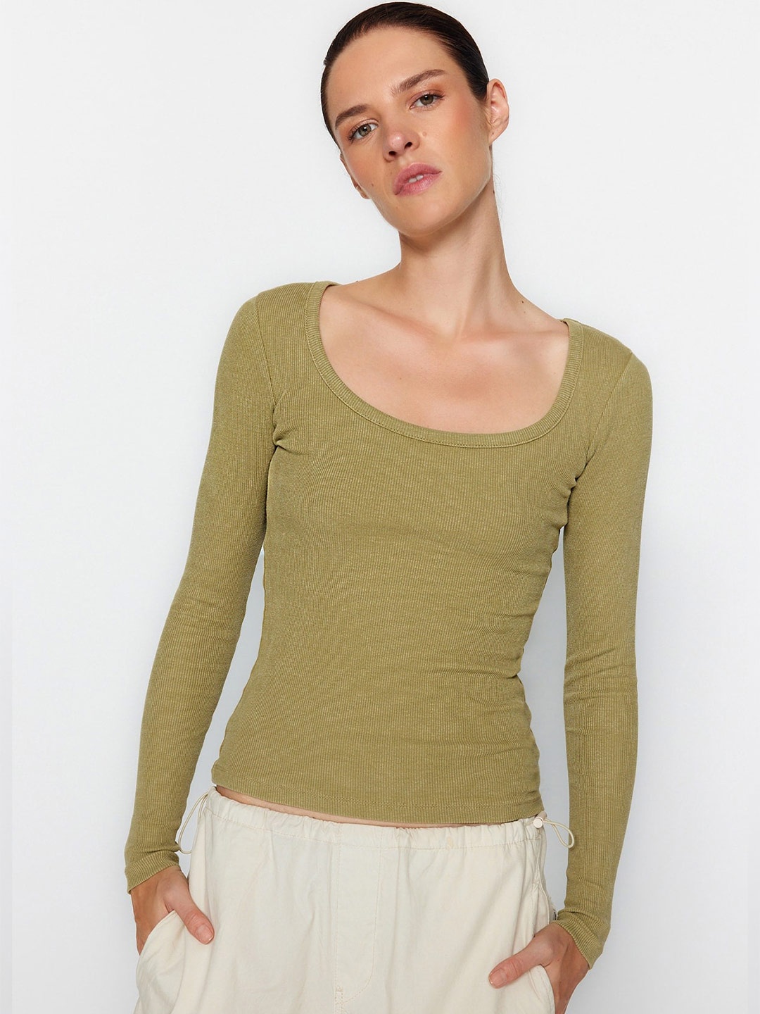 

Trendyol Scoop Neck Top, Green