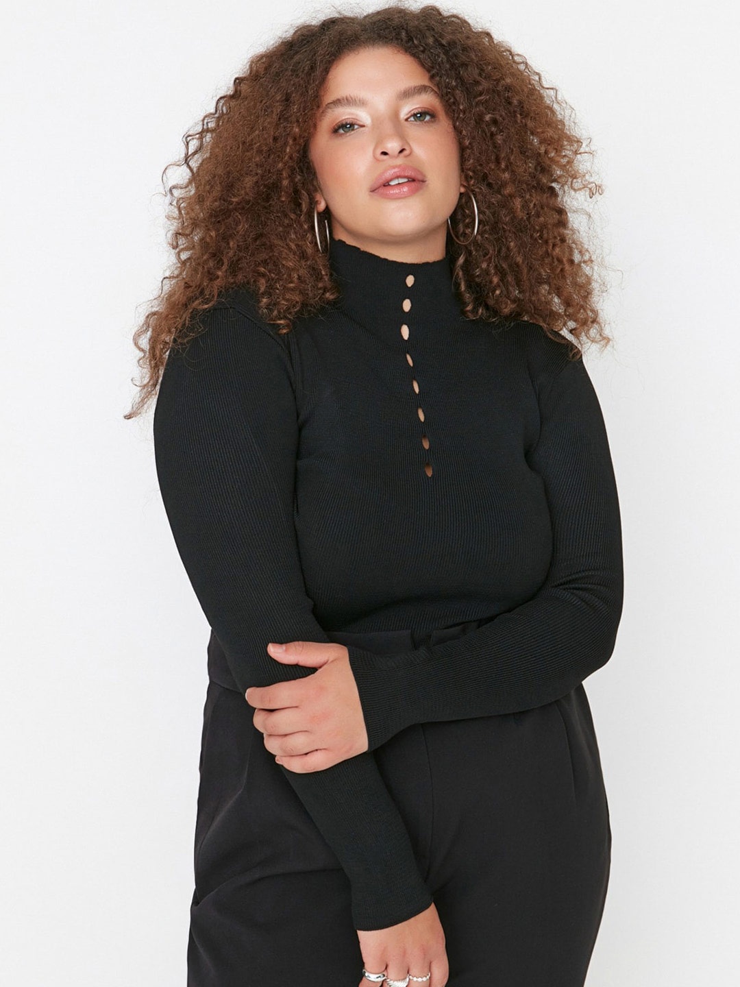 

Trendyol High Neck Fitted Top, Black