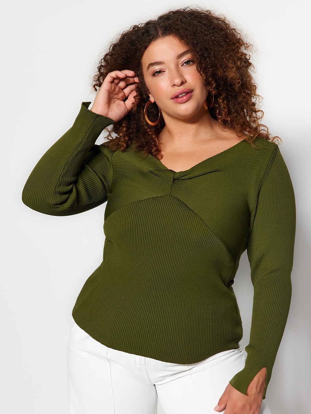 

Trendyol V-Neck Wrap Top, Green