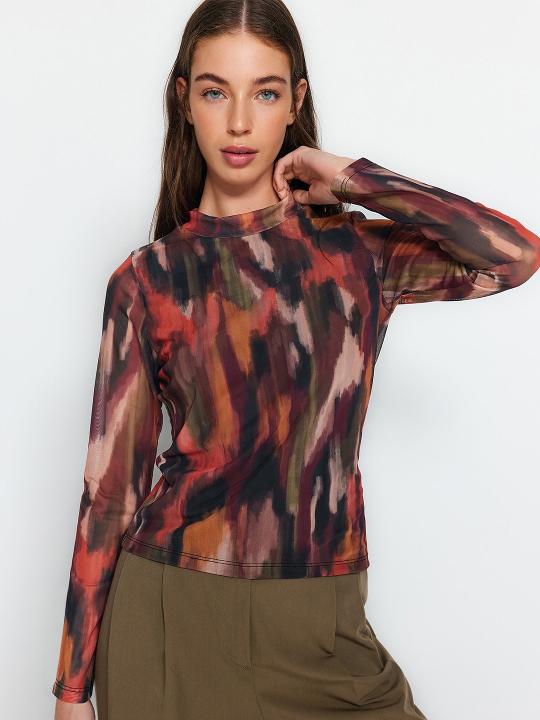 

Trendyol Abstract Print Regular Top, Black