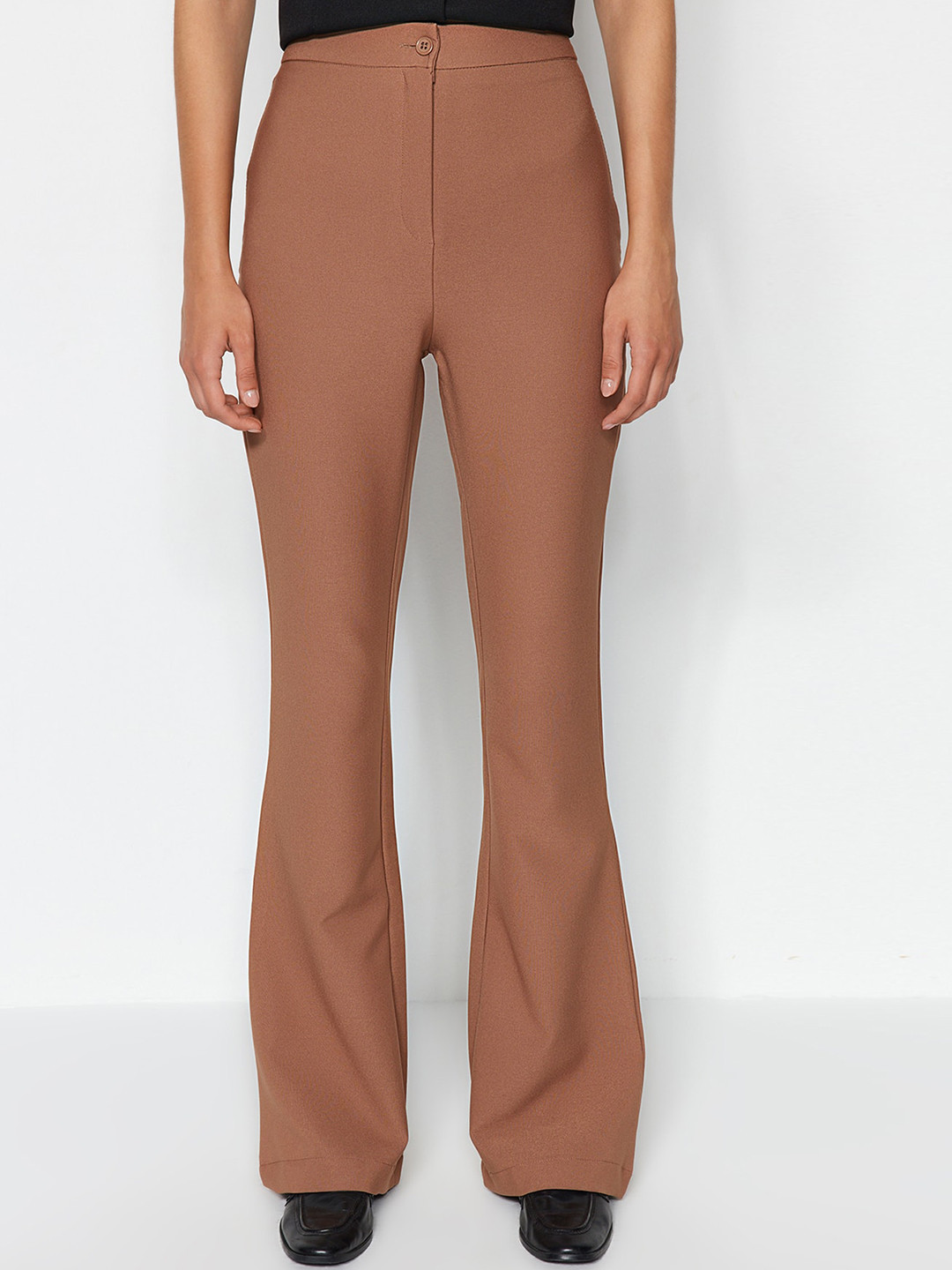 

Trendyol Women Mid-Rise Bootcut Trousers, Brown