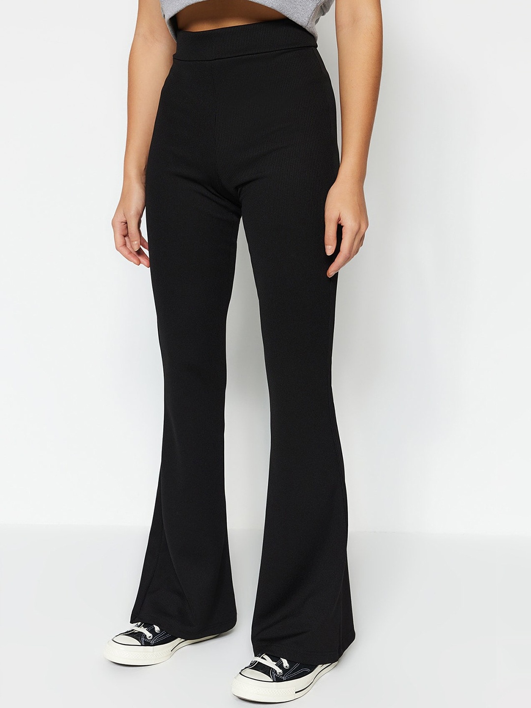 

Trendyol Women Mid Rise Bootcut Trousers, Black