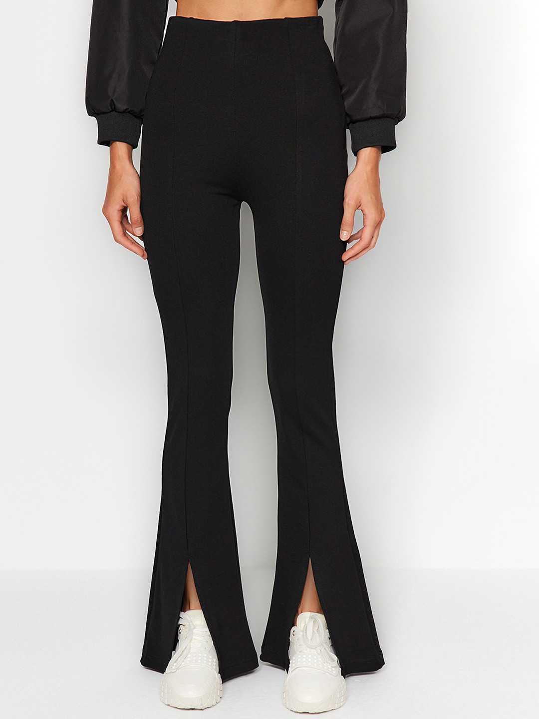 

Trendyol Women Front Slit Bootcut Trousers, Black