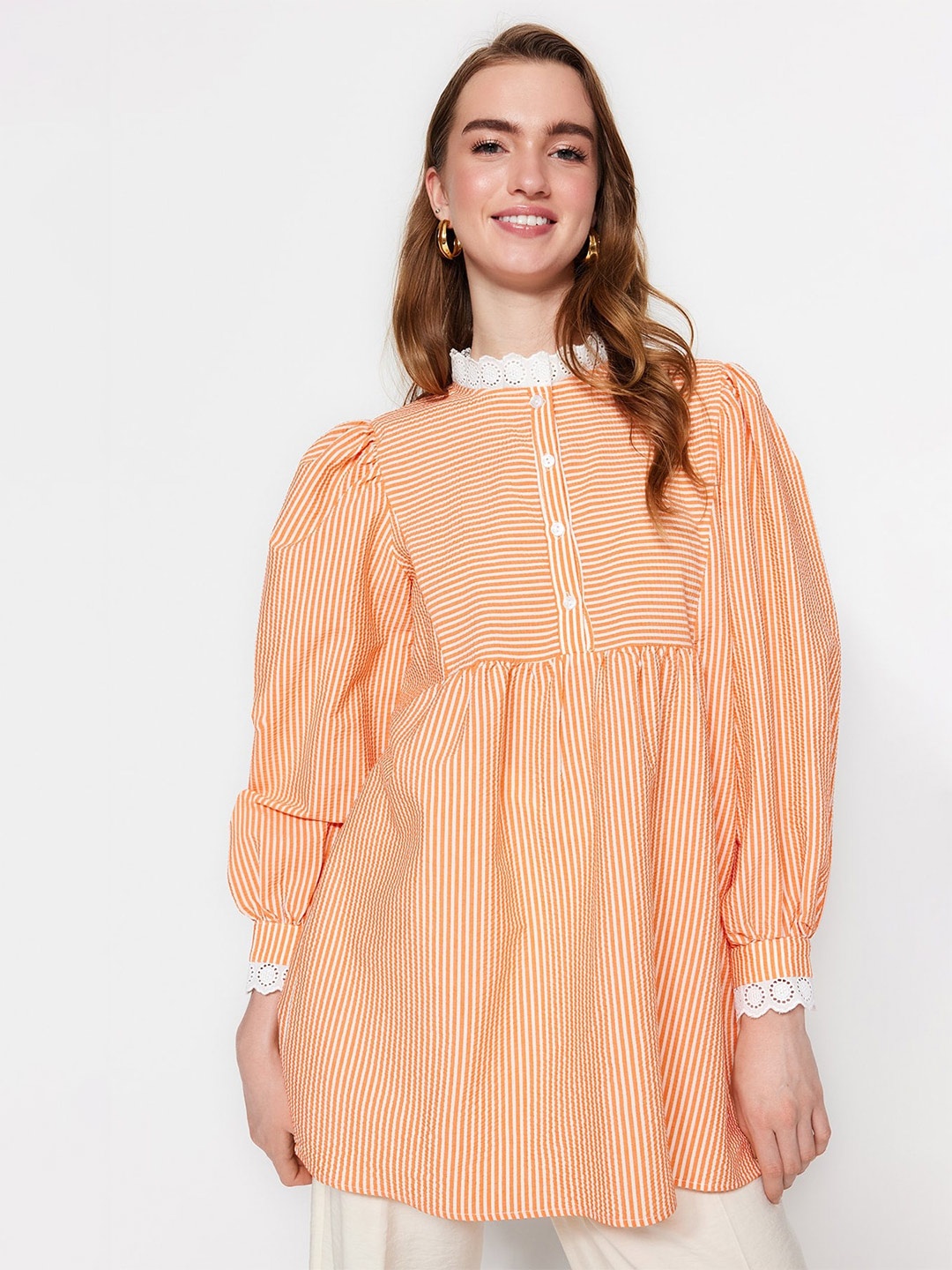 

Trendyol Striped Long Sleeves Tunic, Orange