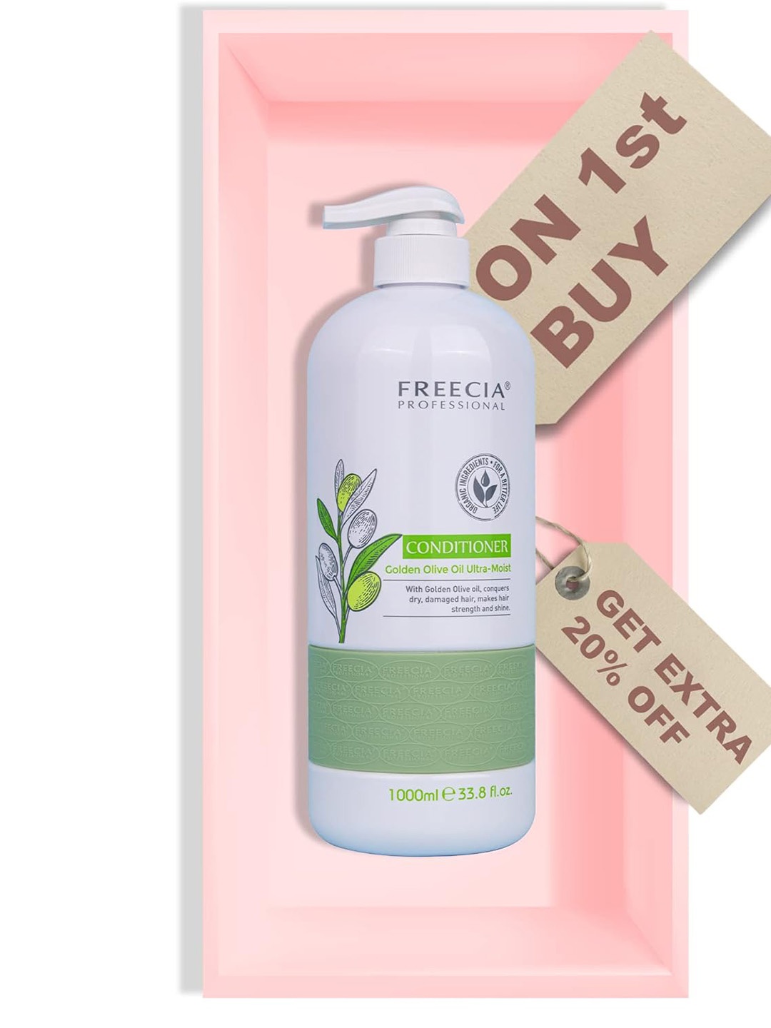 

Freecia Professional Golden Olive Ultra Moist Conditioner - 1000ml, White