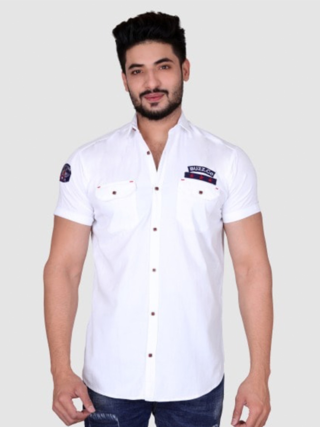 

VILLAIN India Slim Fit Spread Collar Satin Casual Shirt, Blue