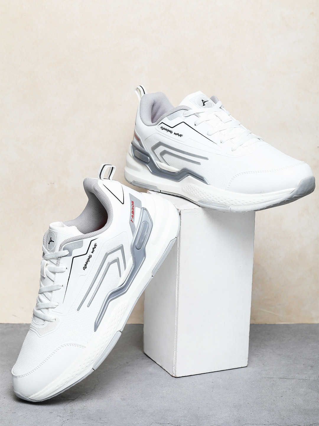 

ABROS Men Isro Lace-Up Running Shoes, White