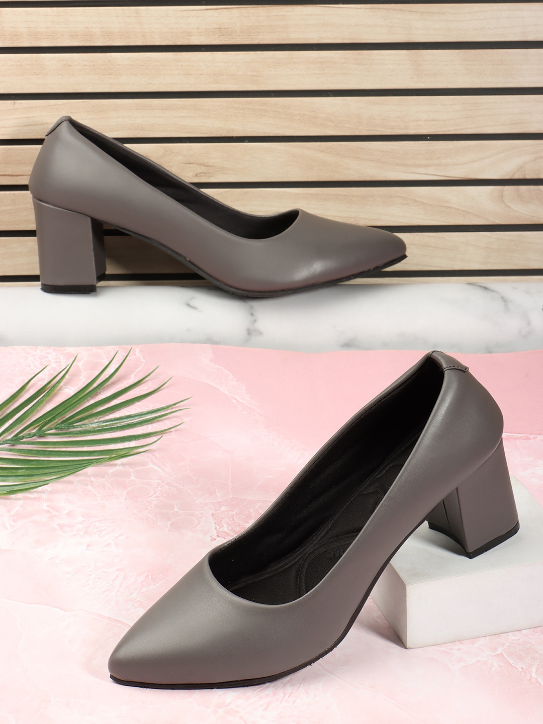 

Denill Pointed Toe Block Heels, Grey