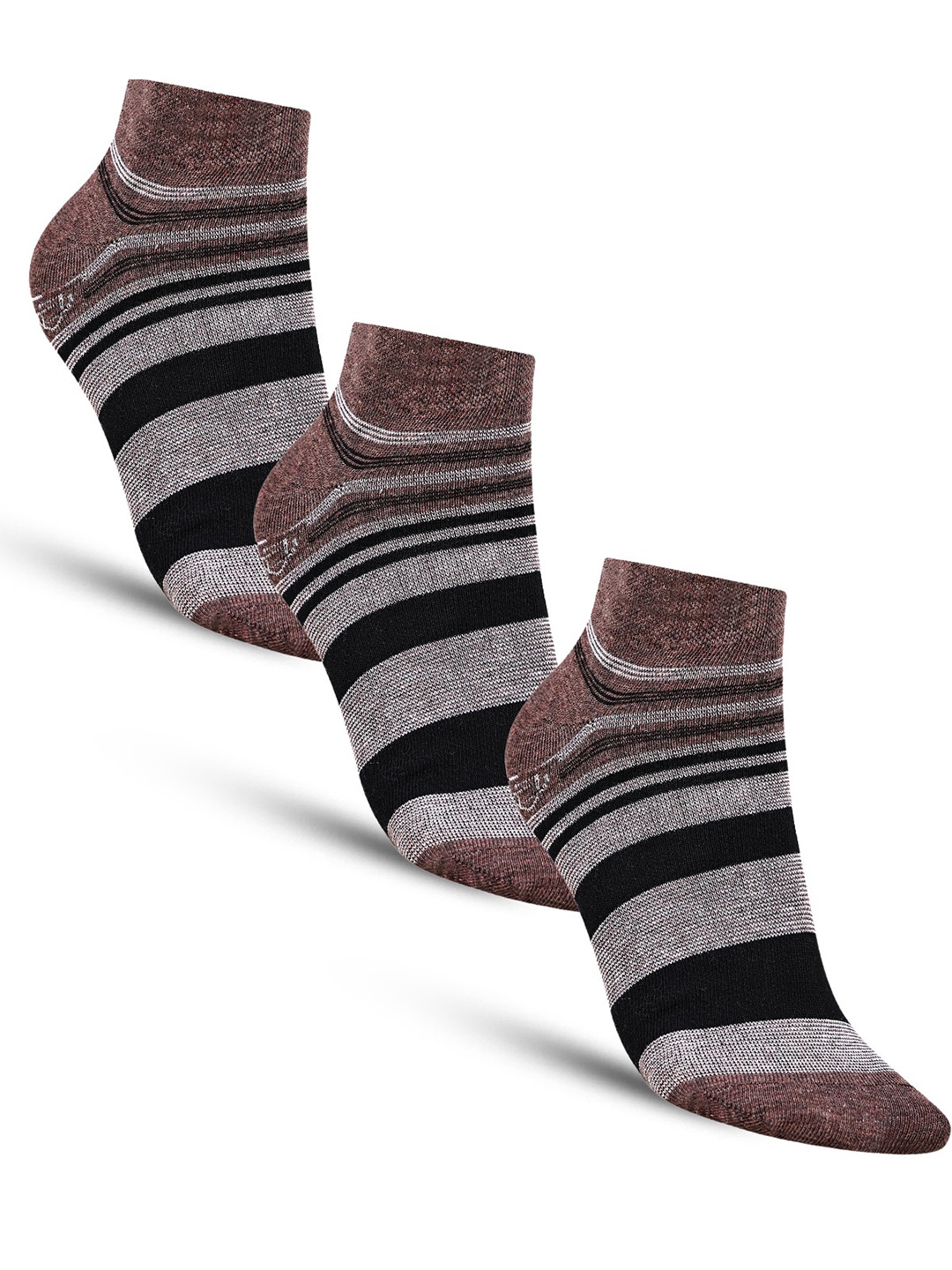 

Dollar Socks Men Pack Of 3 Striped Cotton Assorted Ankle-Length Socks