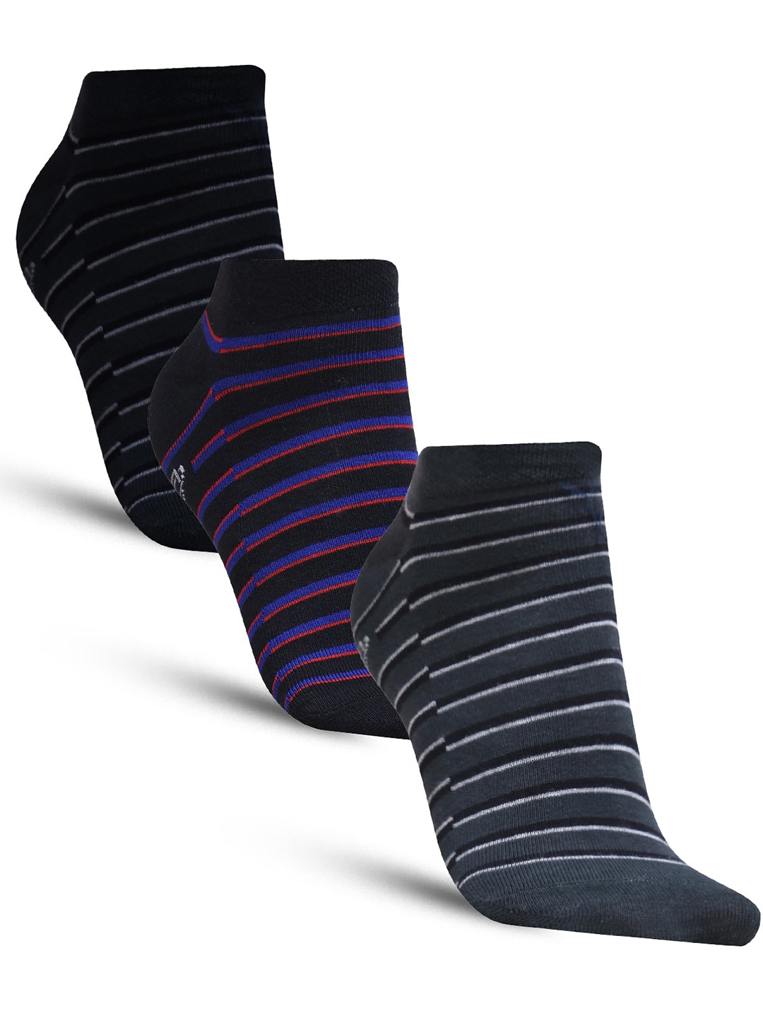 

Dollar Socks Men Pack Of 3 Assorted Cotton Shoe Liners-Length Socks, Grey