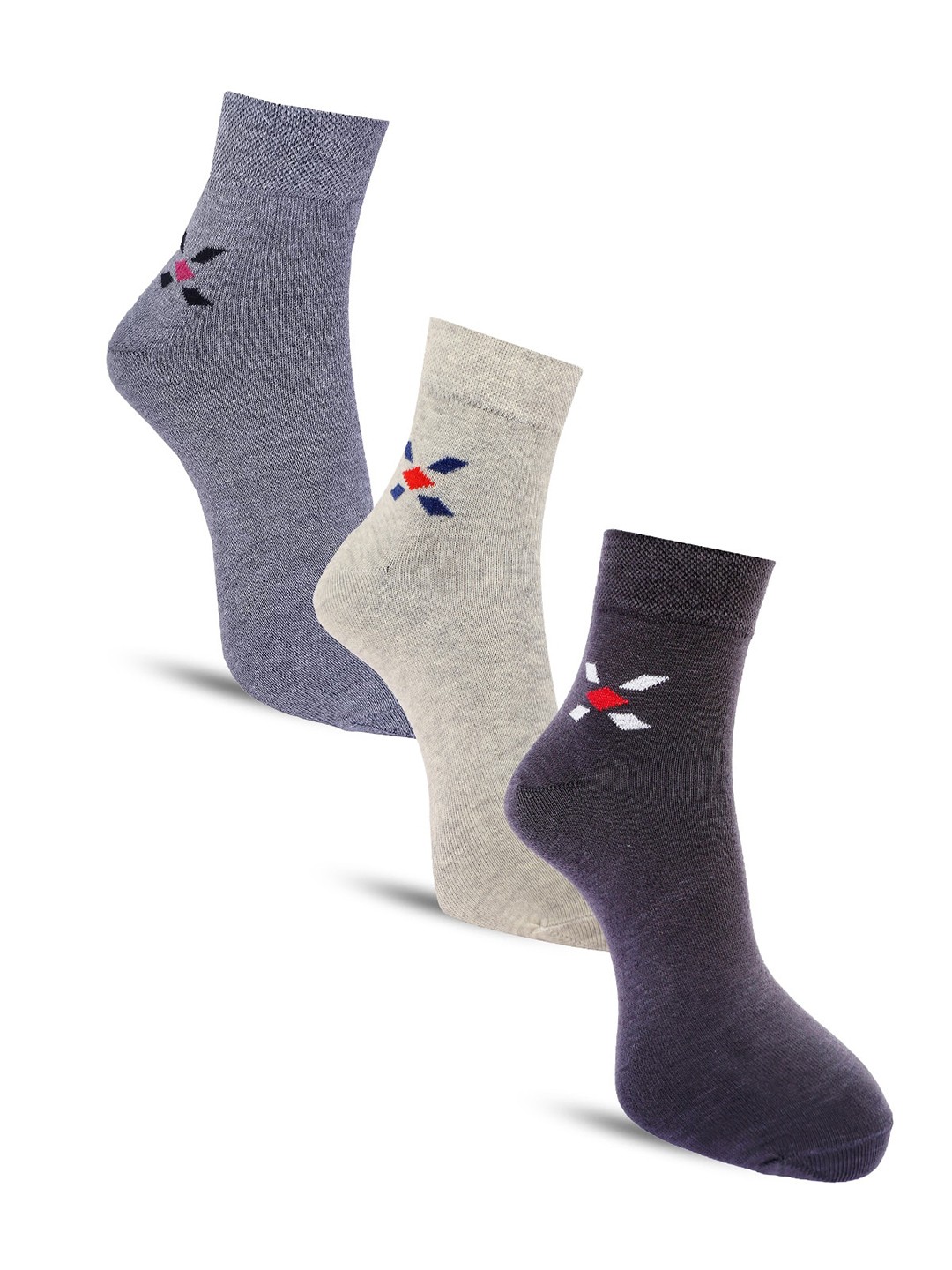 

Dollar Socks Men Pack Of 3 Assorted Pure Cotton Ankle Length Socks