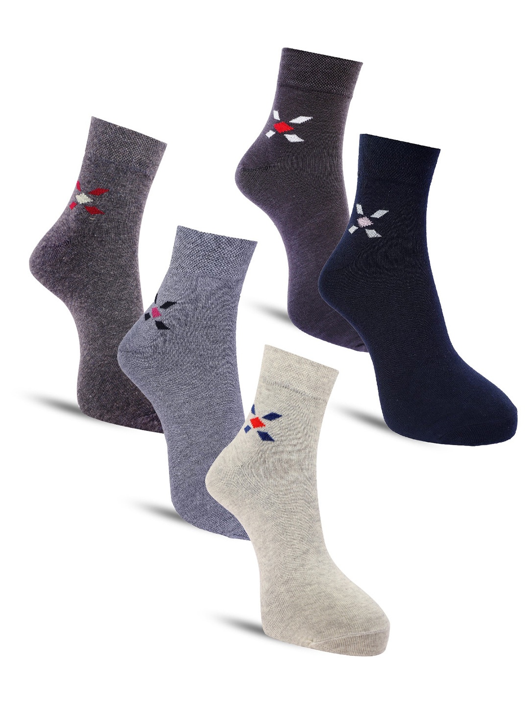 

Dollar Socks Men Set Of 5 Assorted Cotton Ankle-Length Socks