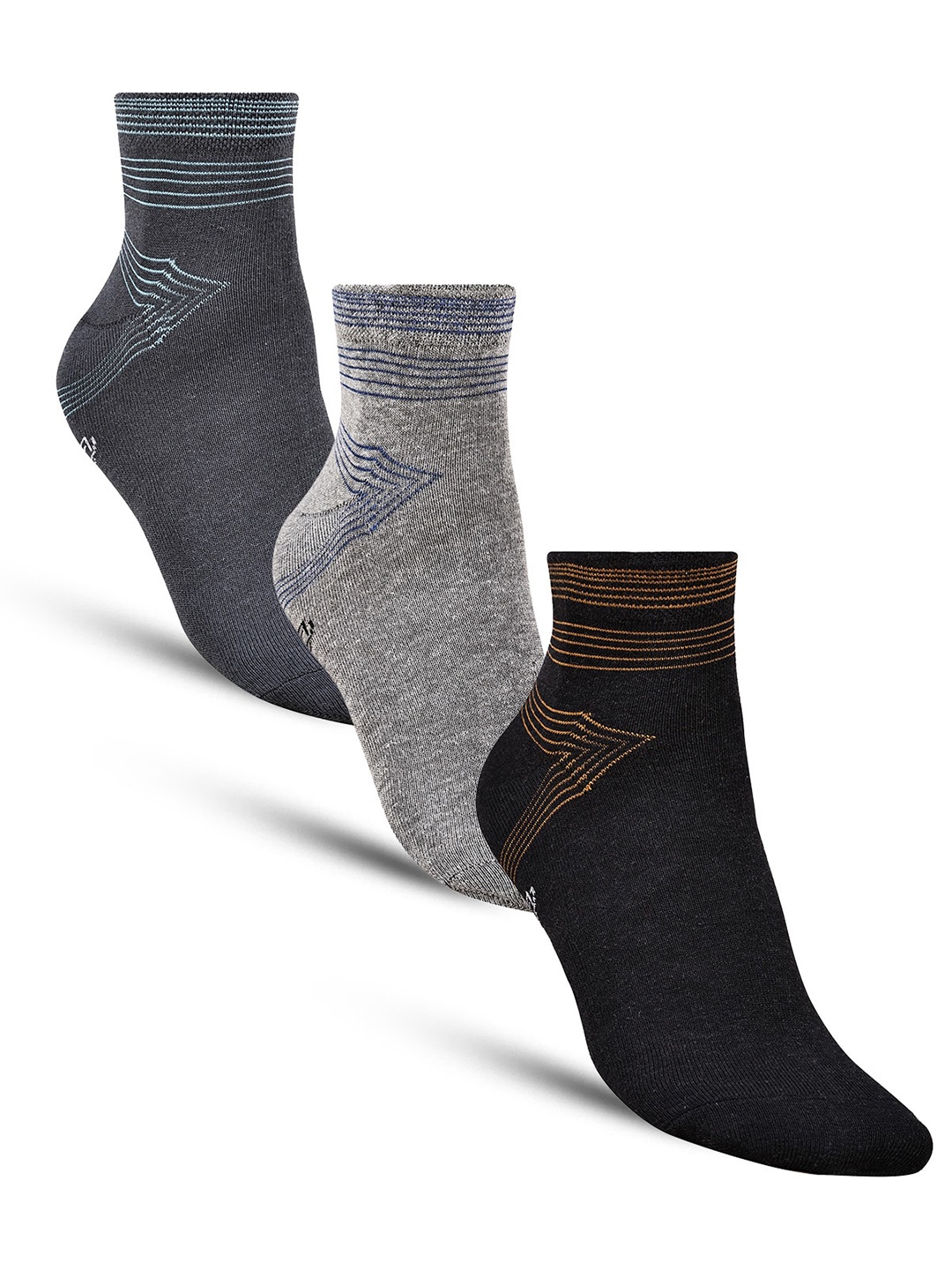 Dollar Socks Men Pack Of 3 Assorted Cotton Ankle-Length Socks