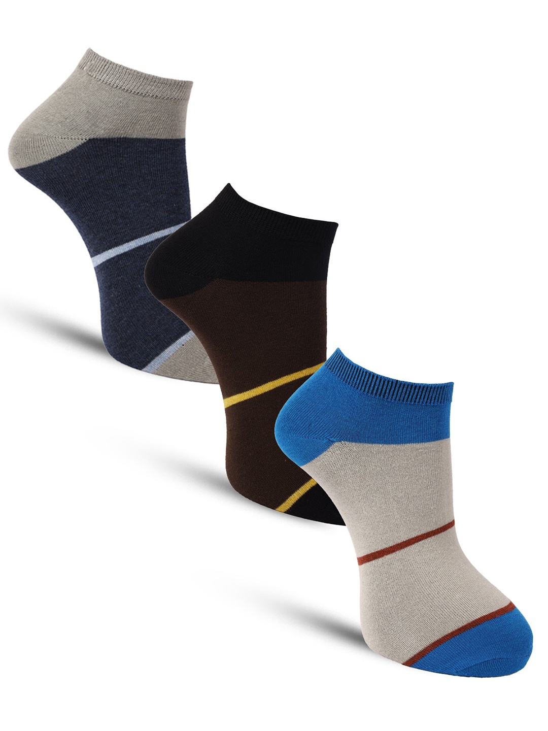 

Dollar Socks Men Pack Of 3 Assorted Striped Cotton Ankle-Length Socks