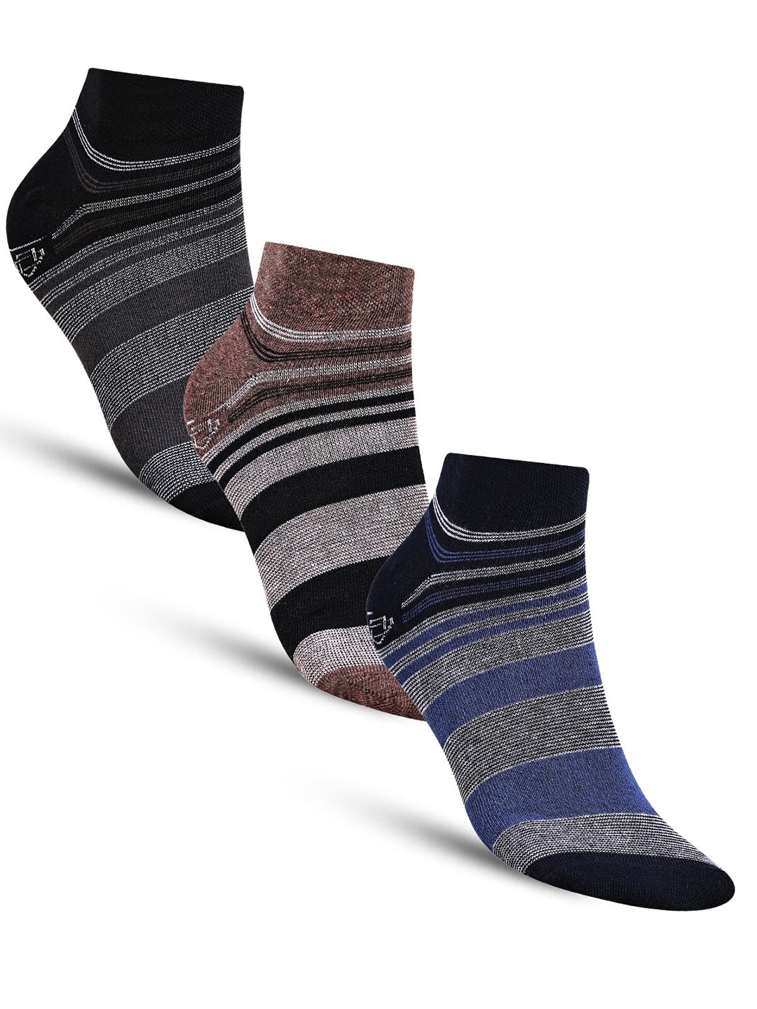 

Dollar Socks Men Pack Of 3 Assorted Striped Ankle Length Socks