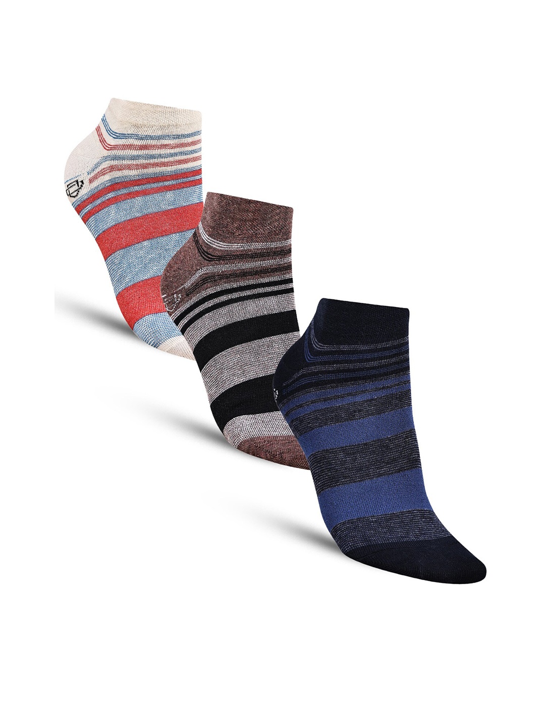 

Dollar Socks Men Pack Of 3 Assorted Striped Cotton Ankle Length Socks