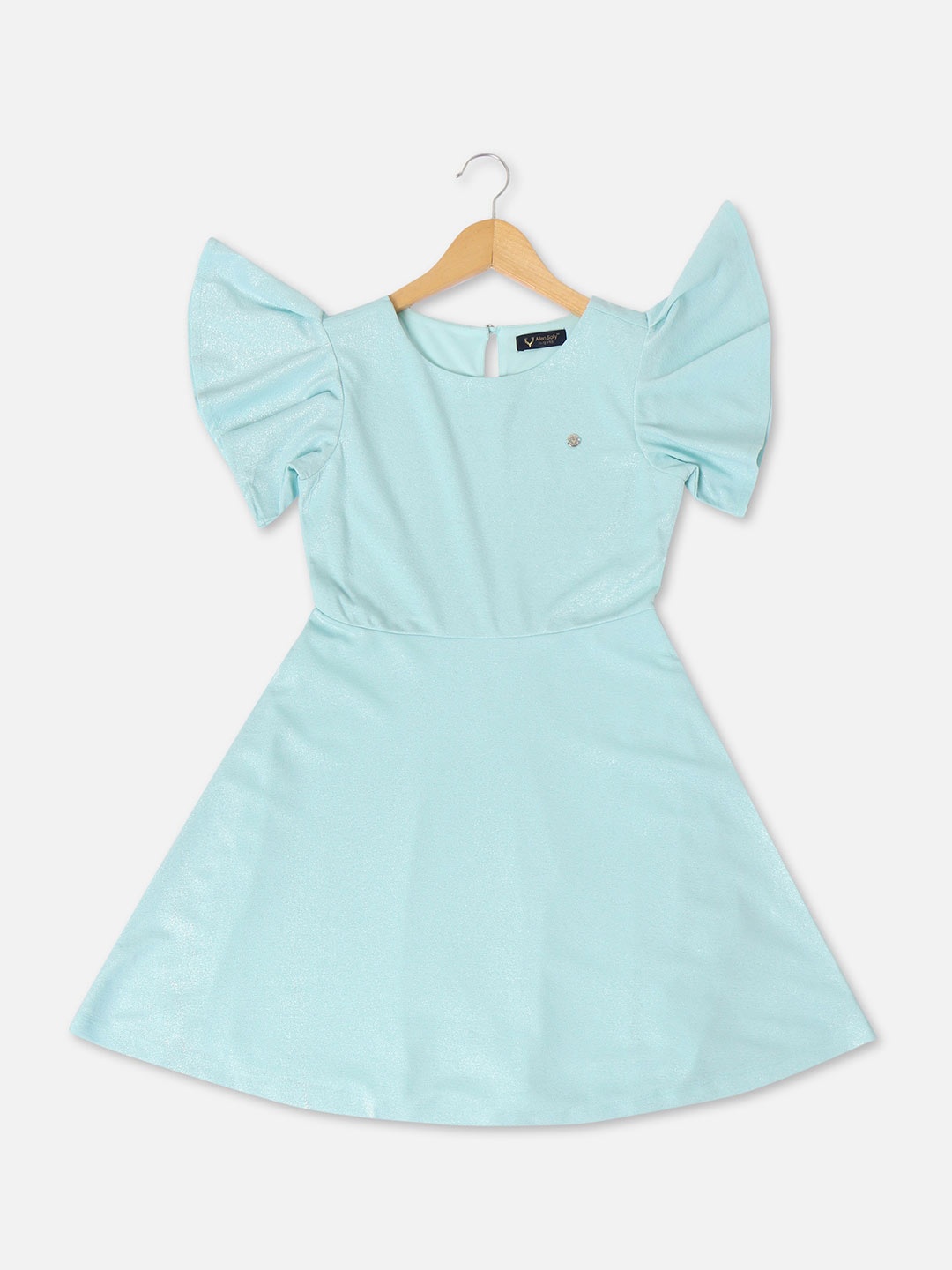 

Allen Solly Junior Flutter Sleeve Cotton Fit & Flare Dress, Turquoise blue