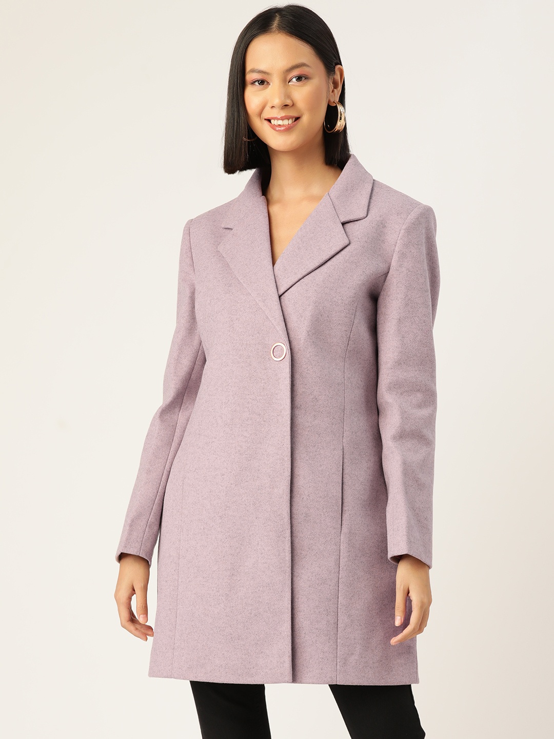 

Okane Solid Tweed Overcoat, Pink