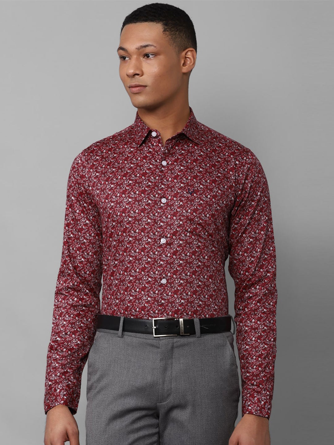 

Allen Solly Slim Fit Floral Opaque Printed Pure Cotton Formal Shirt, Maroon