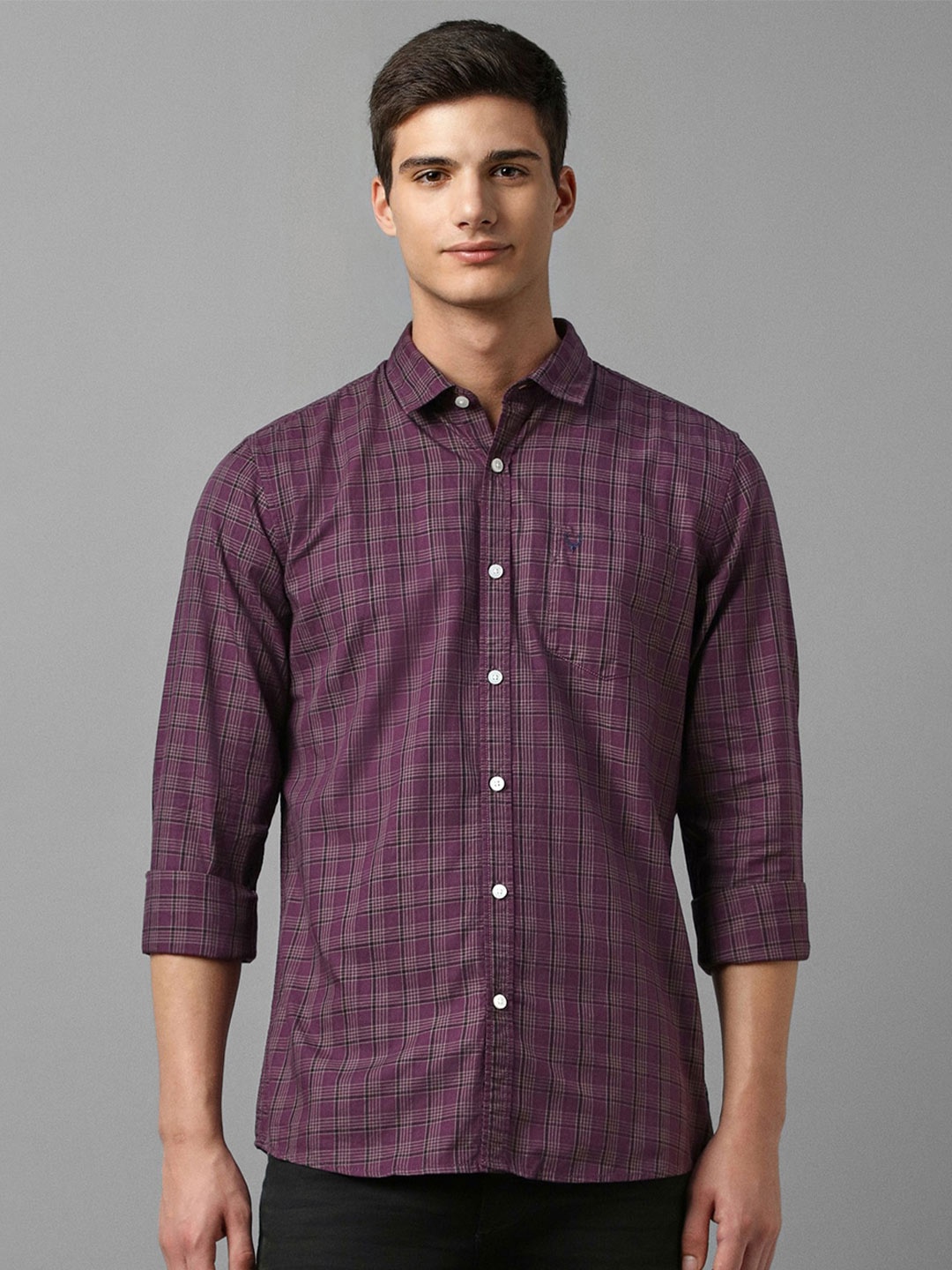 

Allen Solly Checked Classic Cotton Casual Shirt, Purple