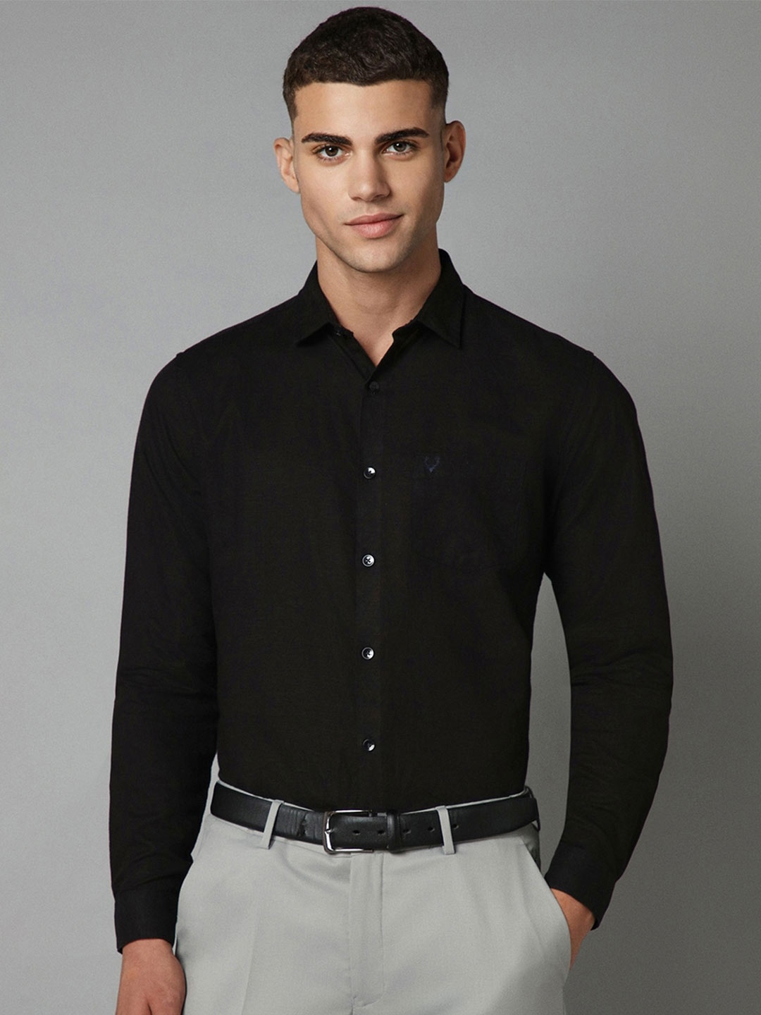 

Allen Solly Slim Fit Cotton Linen Formal Shirt, Black