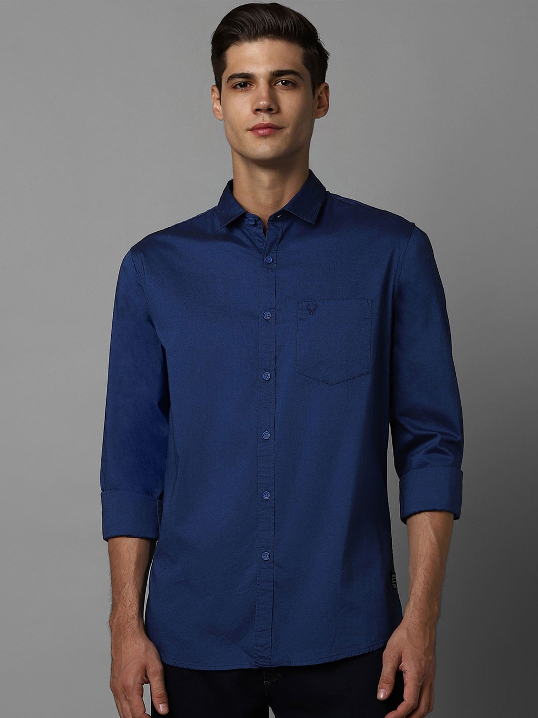 

Allen Solly Spread Collar Pure Cotton Casual Shirt, Navy blue