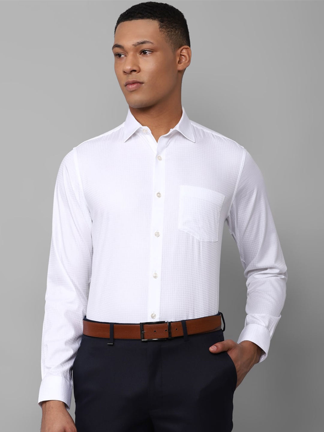 

Allen Solly Slim Fit Micro Checks Pure Cotton Formal Shirt, White