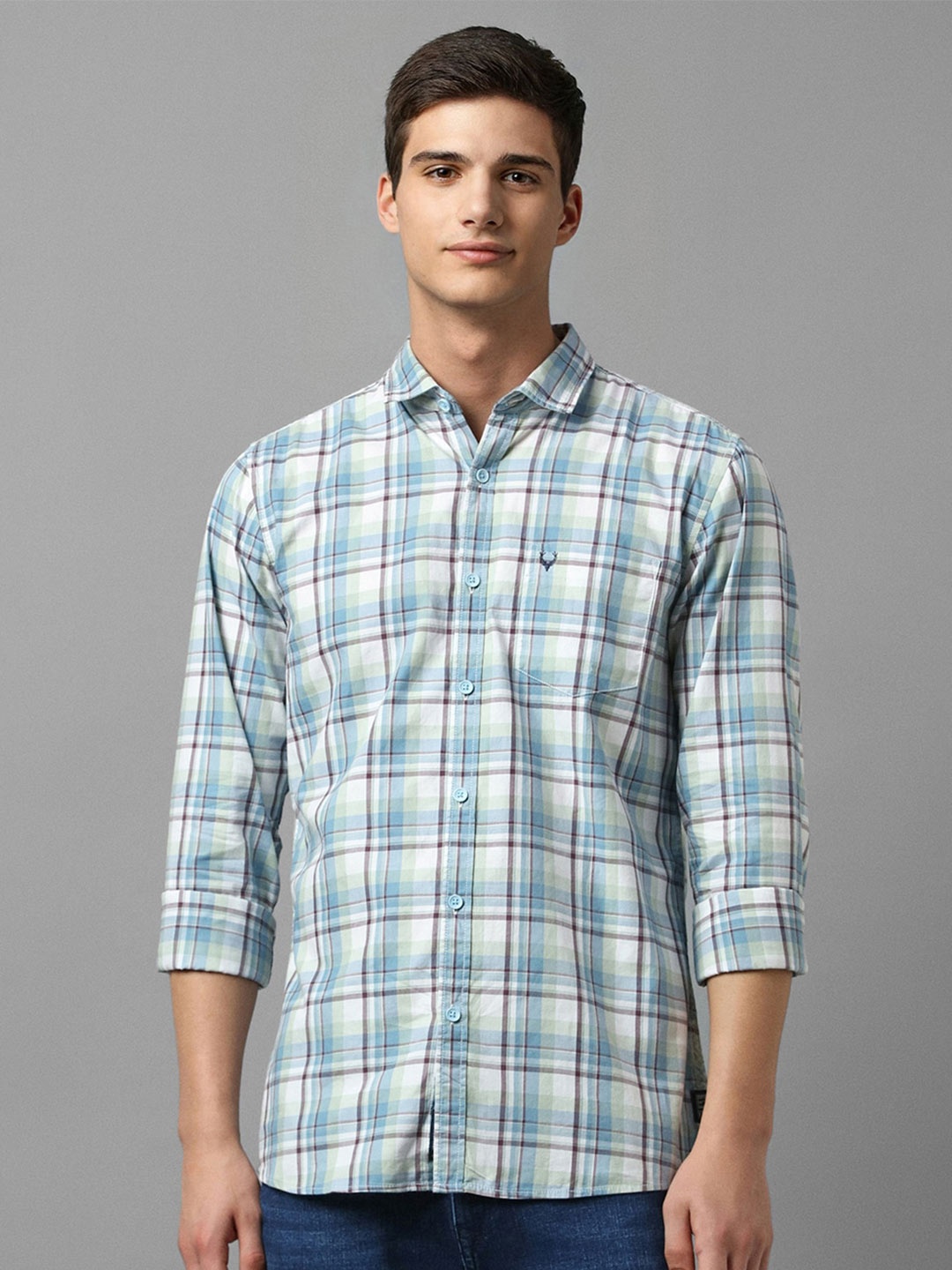 

Allen Solly Tartan Checked Spread Collar Pure Cotton Casual Shirt, White