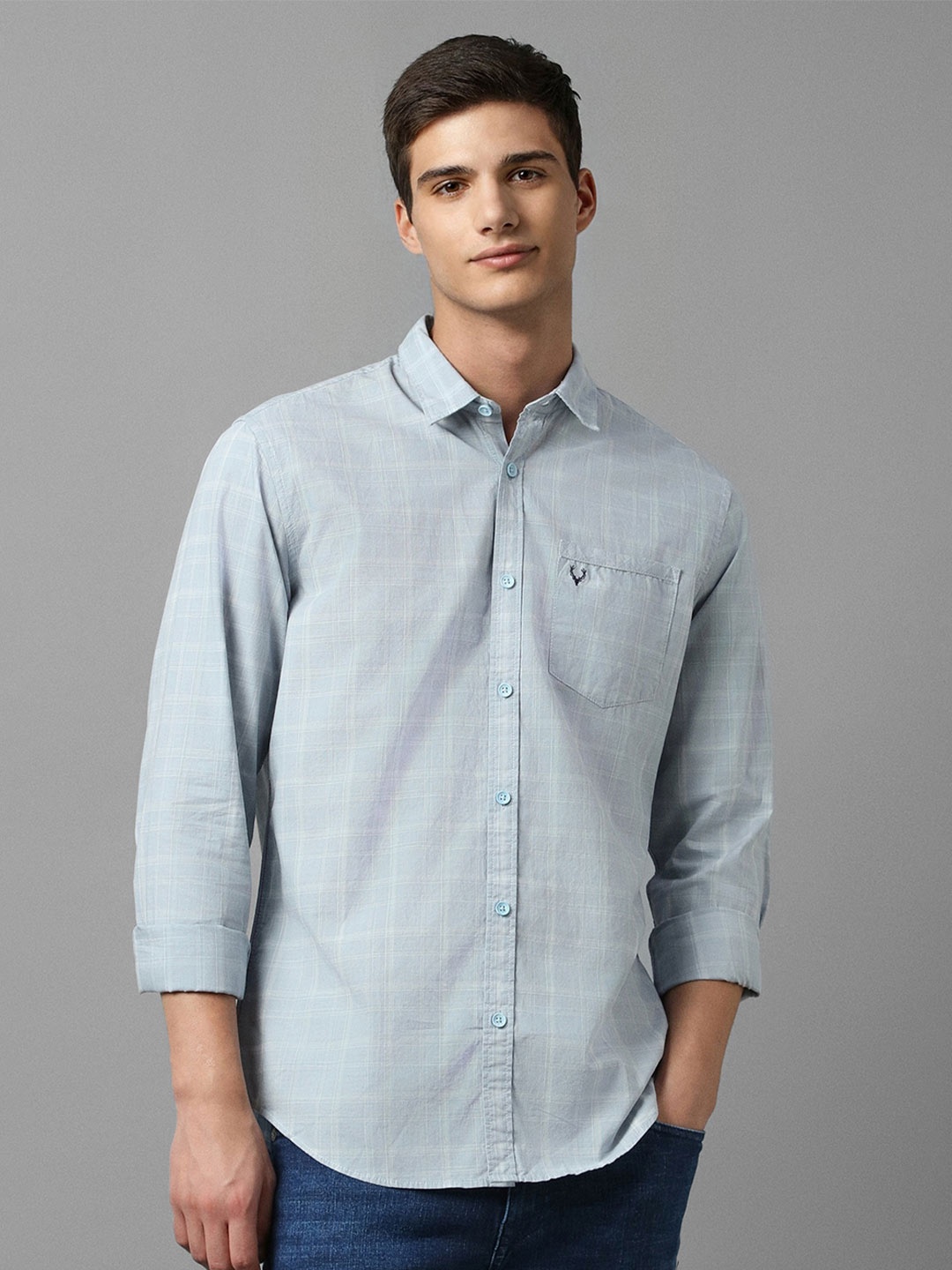 

Allen Solly Spread Collar Pure Cotton Casual Shirt, Blue
