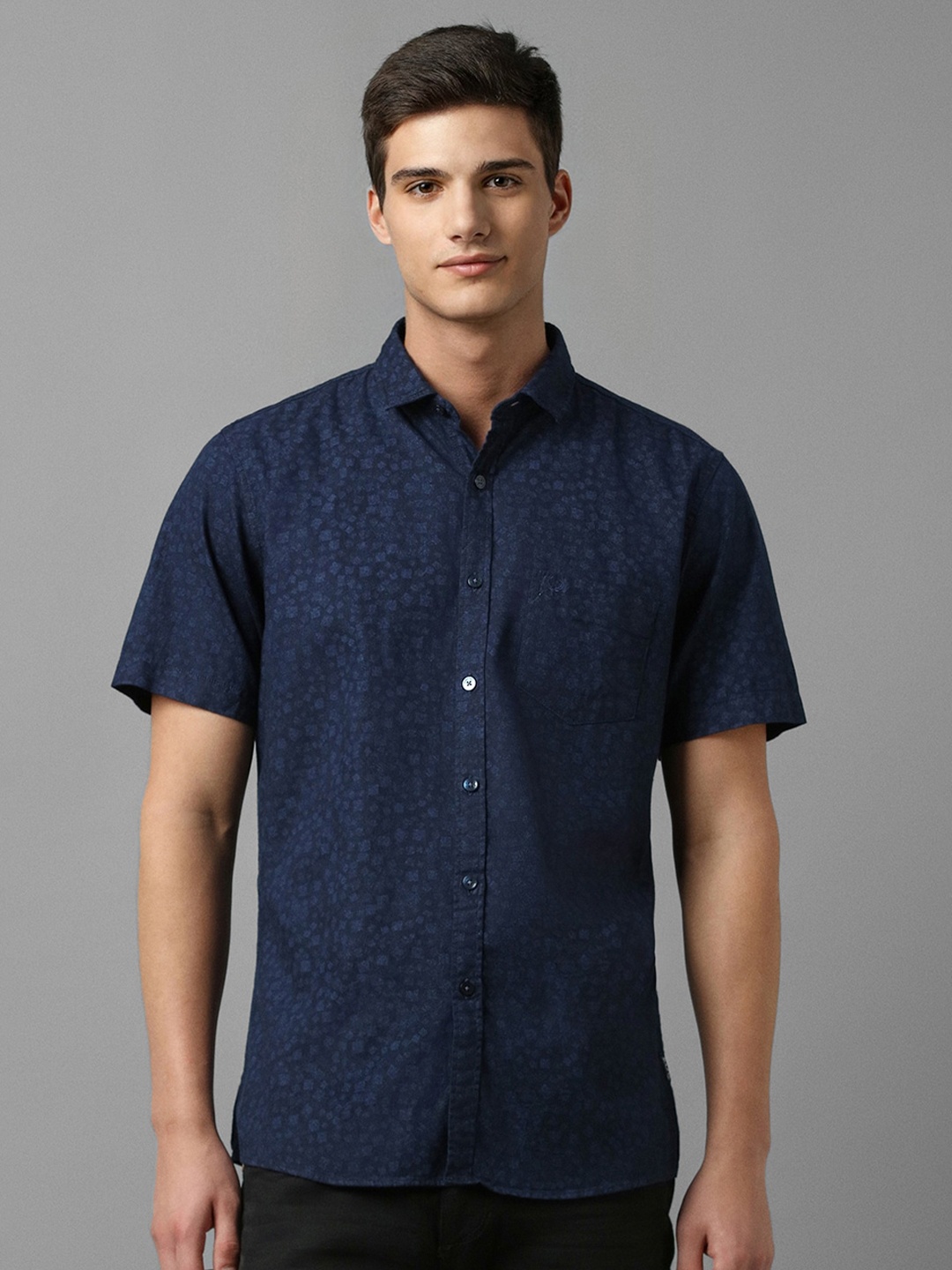 

Allen Solly Micro Ditsy Printed Pure Cotton Shirt, Navy blue