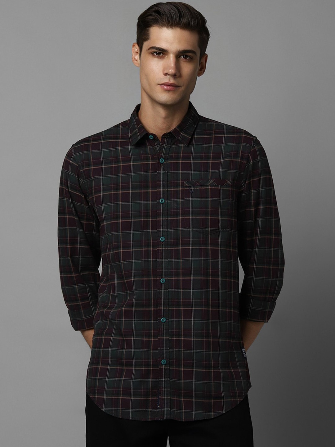 

Allen Solly Tartan Checked Pure Cotton Casual Shirt, Black