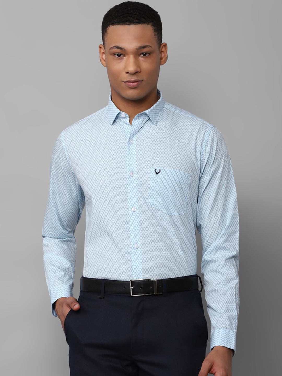 

Allen Solly Slim Fit Geometric Printed Pure Cotton Formal Shirt, Blue