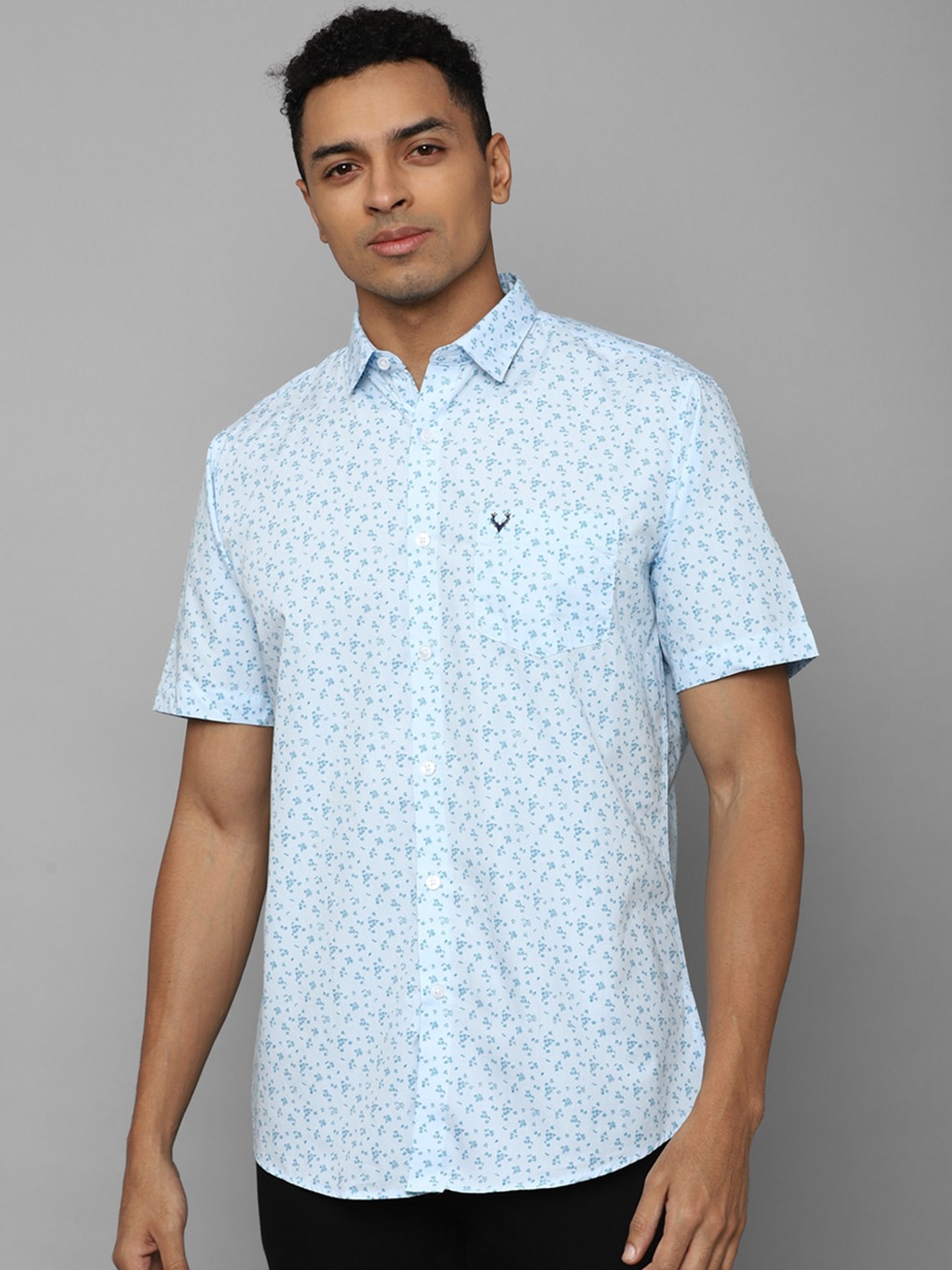 

Allen Solly Slim Fit Micro Ditsy Printed Pure Cotton Casual Shirt, Blue