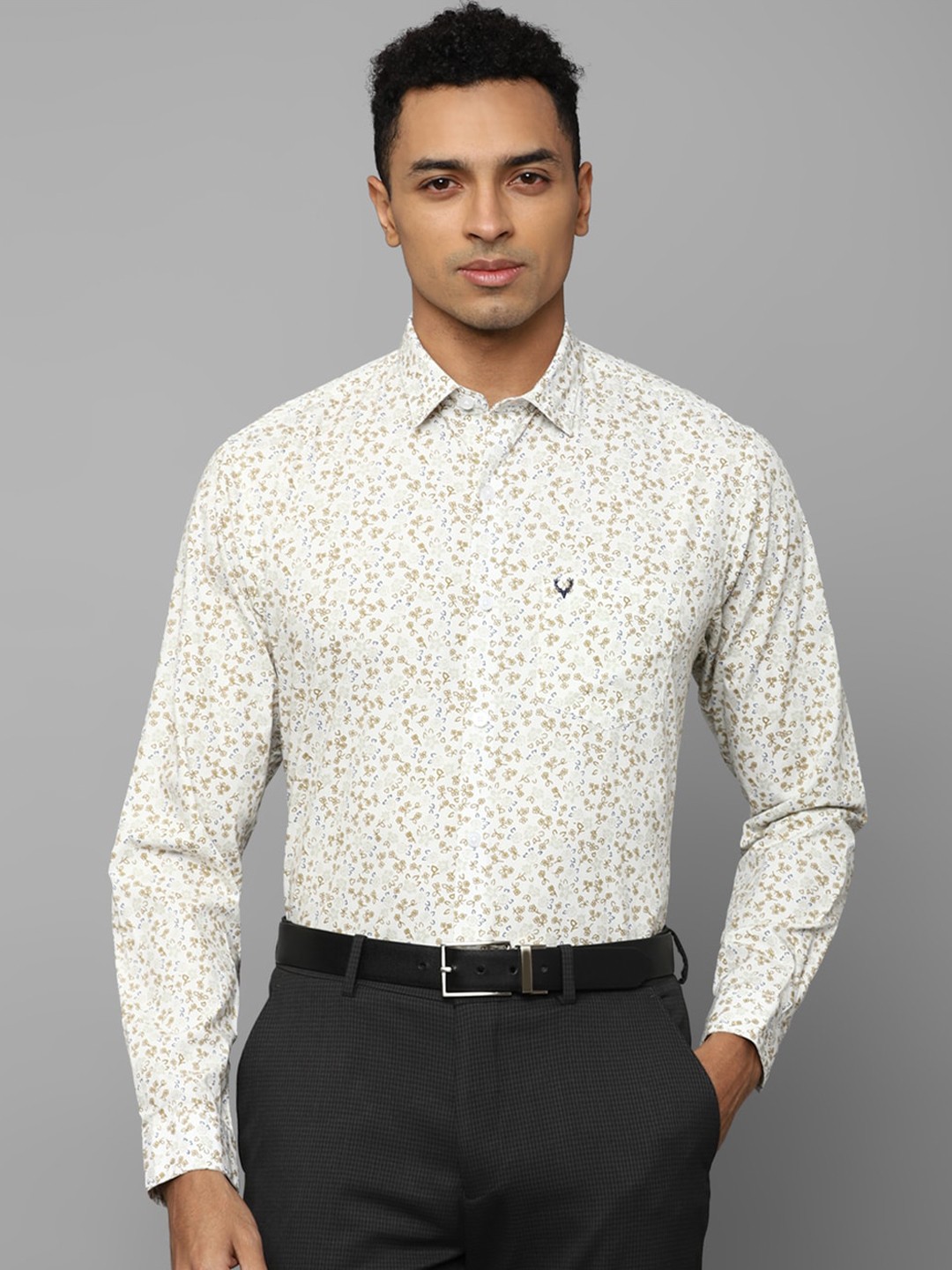 

Allen Solly Slim Fit Floral Printed Pure Cotton Formal Shirt, White