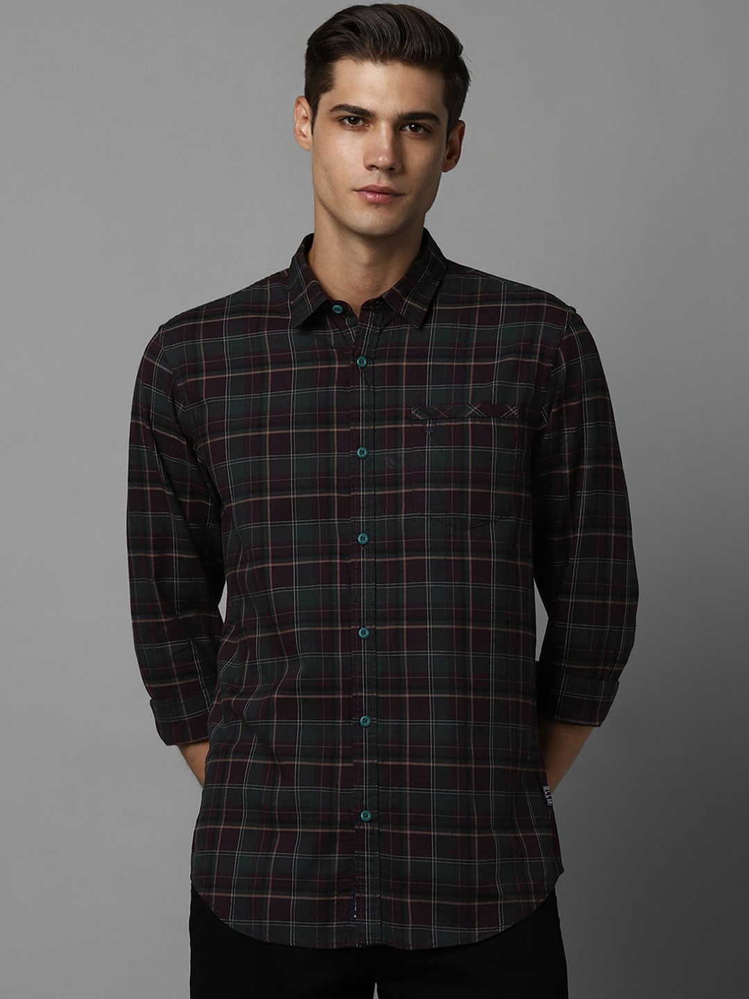 

Allen Solly Tartan Checks Checked Pure Cotton Casual Shirt, Green