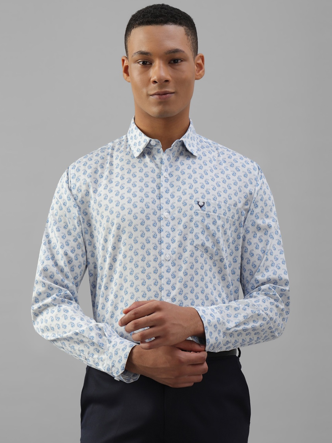 

Allen Solly Slim Fit Opaque Printed Pure Cotton Formal Shirt, White