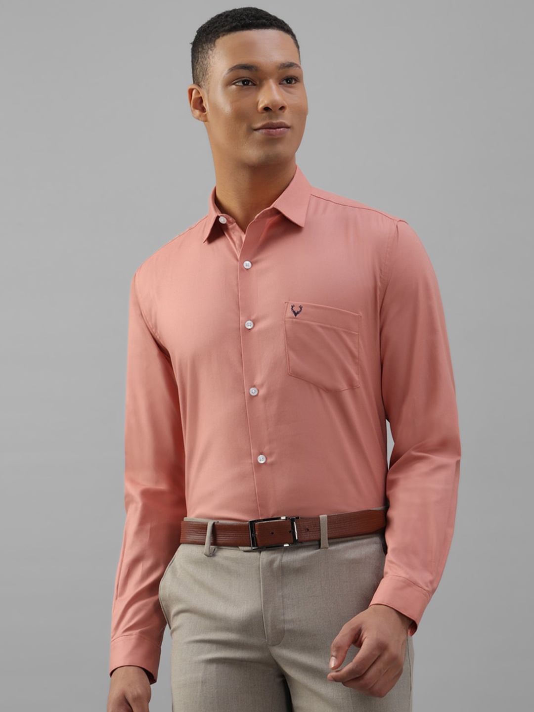 

Allen Solly Slim Fit Spread Collar Pure Cotton Formal Shirt, Peach