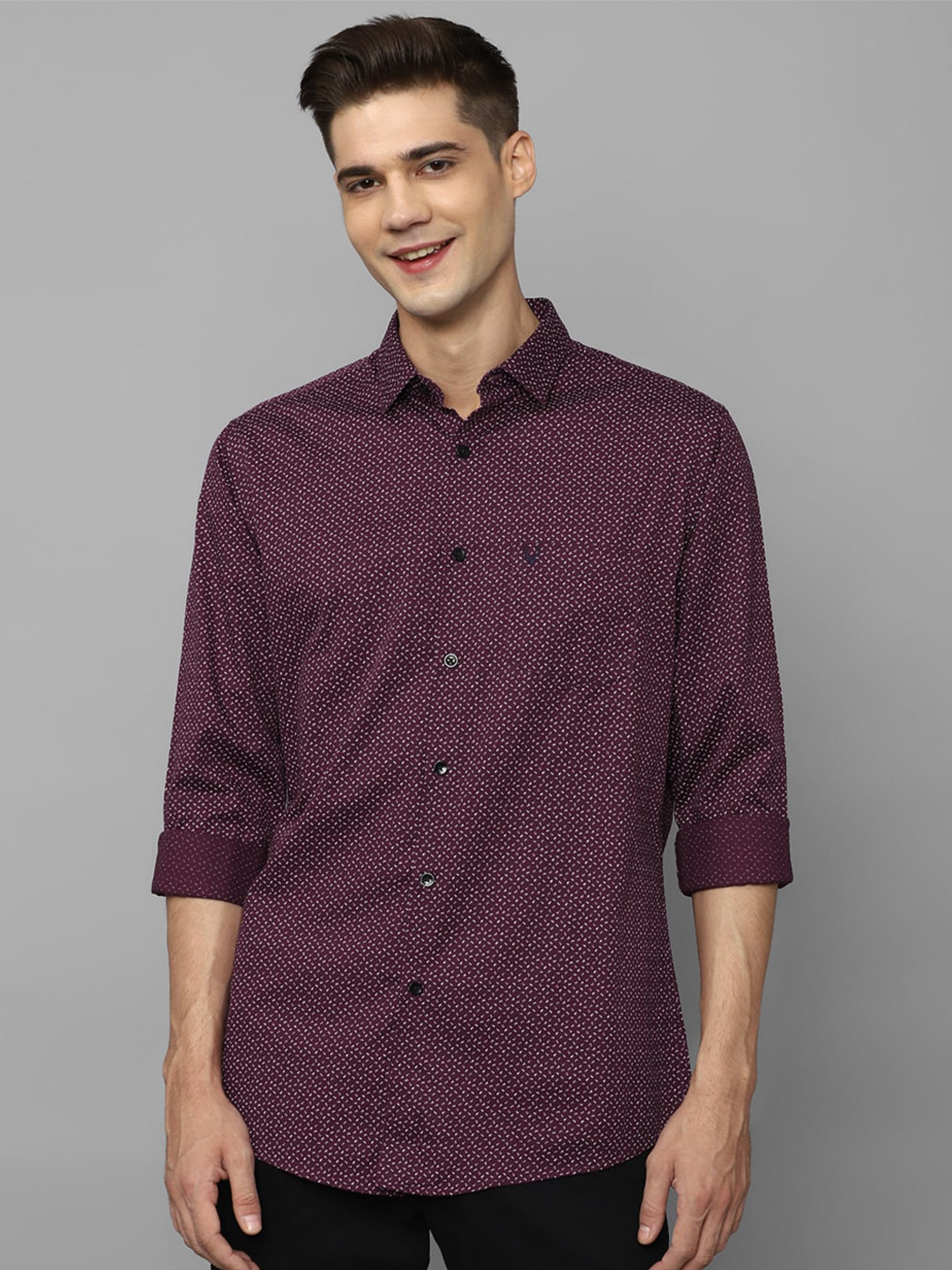 

Allen Solly Printed Slim Fit Classic Cotton Casual Shirt, Maroon