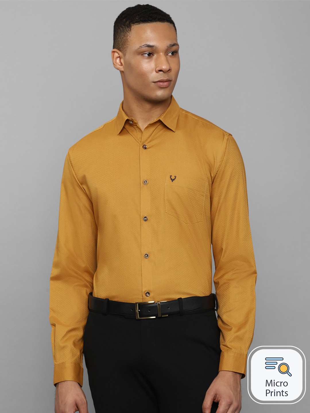 

Allen Solly Slim Fit Spread Collar Pure Cotton Formal Shirt, Yellow