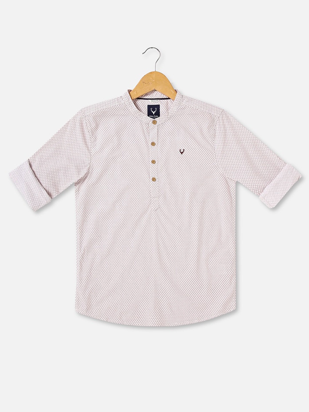 

Allen Solly Junior Boys Micro Ditsy Printed Mandarin Collar Cotton Casual Shirt, White