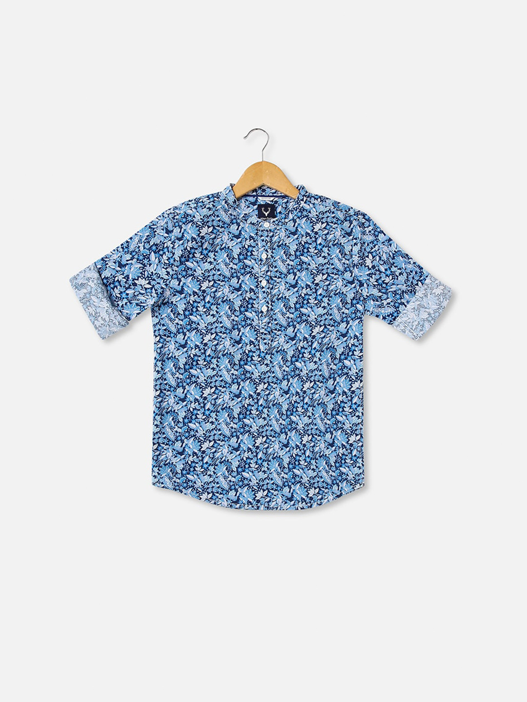 

Allen Solly Junior Boys Floral Printed Roll-Up Sleeves Pure Cotton Casual Shirt, Blue