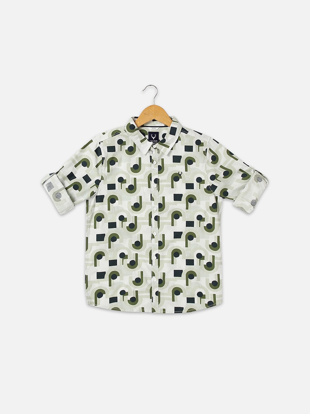 

Allen Solly Junior Boys Slim Fit Printed Pure Cotton Casual Shirt, Green
