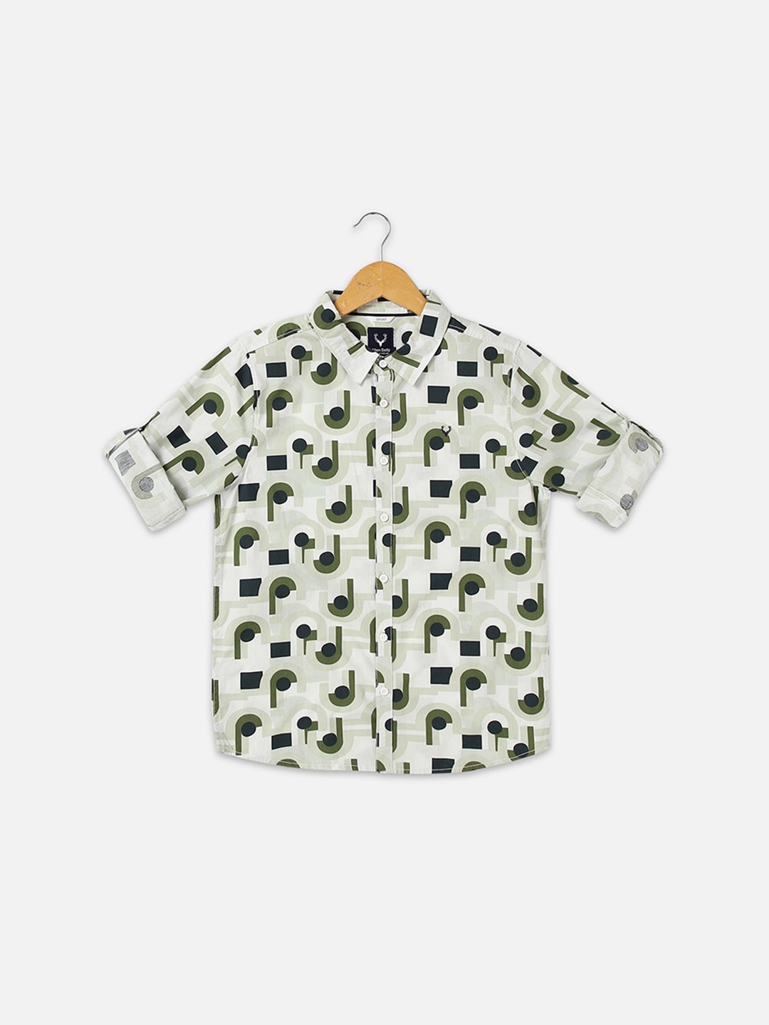 

Allen Solly Junior Boys Slim Fit Opaque Printed Cotton Casual Shirt, Green