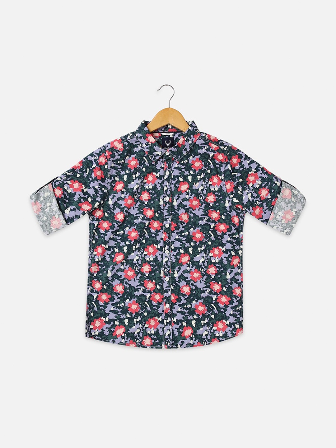 

Allen Solly Junior Boys Slim Fit Floral Printed Pure Cotton Casual Shirt, Green