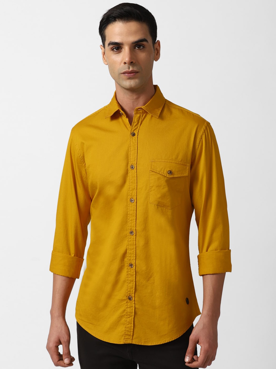 

Peter England Casuals Slim Fit Opaque Pure Cotton Casual Shirt, Mustard