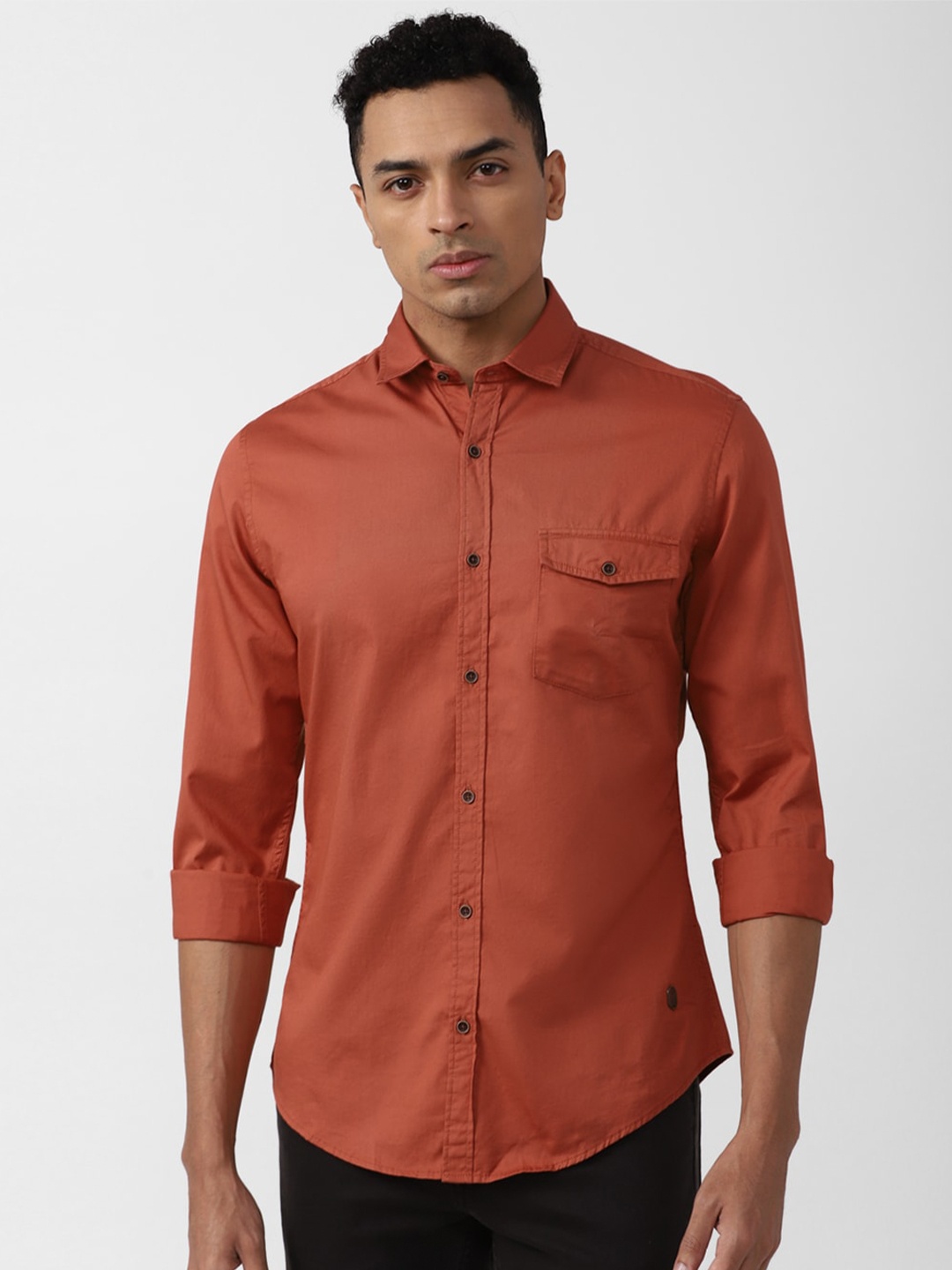 

Peter England Casuals Slim Fit Opaque Pure Cotton Casual Shirt, Rust